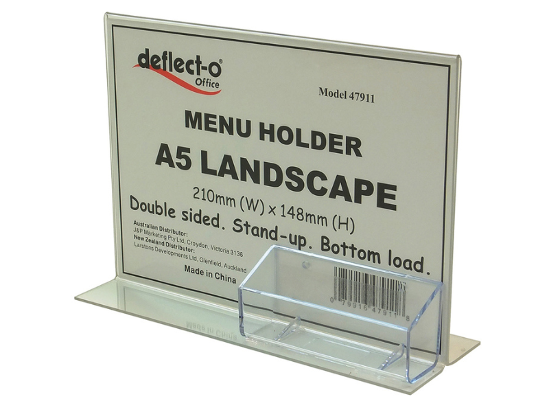 A4 Landscape Menu Holder With Business Card Holder