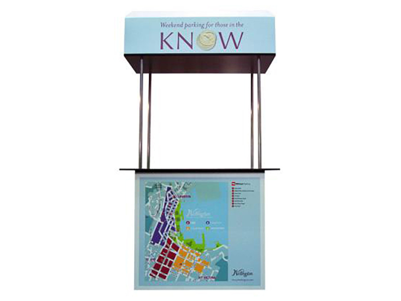 Portable tasting table with 3 dimensional branded canopy