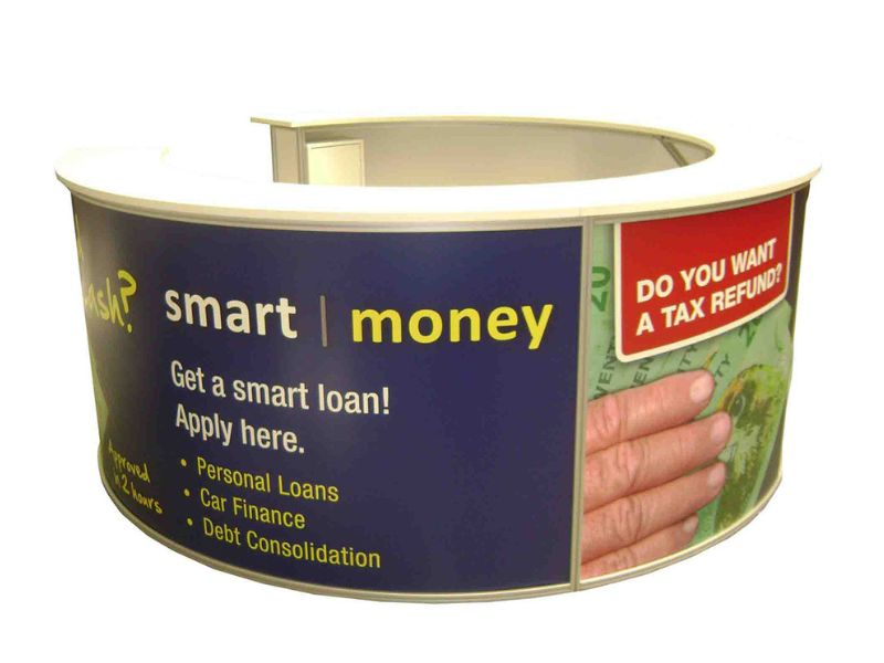 Circular sales station for a mall