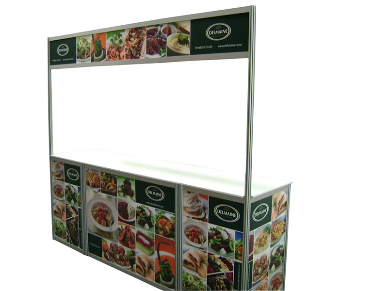 Brandframe sales table for Delmaine used at a food exhibition