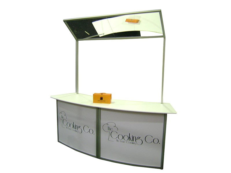 Overhead mirror so clients can see cooking on the table