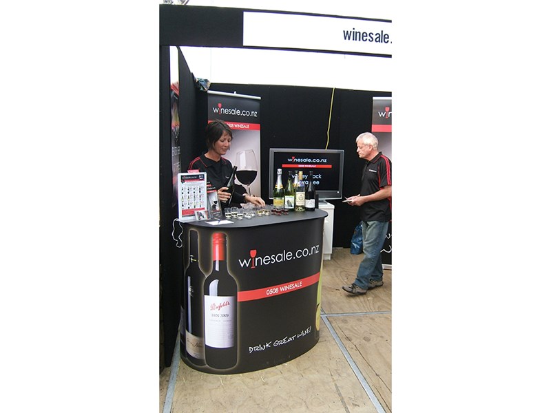 Wine sampling table with chiller in the back