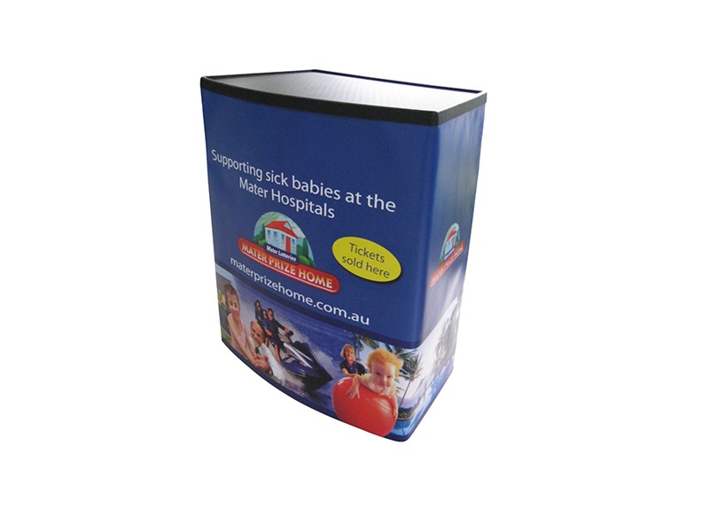 Superlight 800 table with full colour graphic wrap and black top