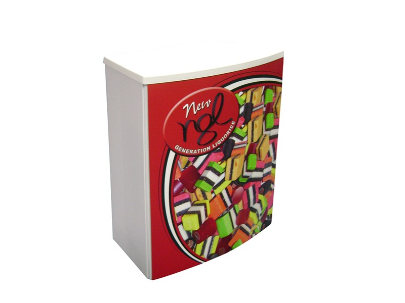 Plain white Superlight 800 table with branded front panel.