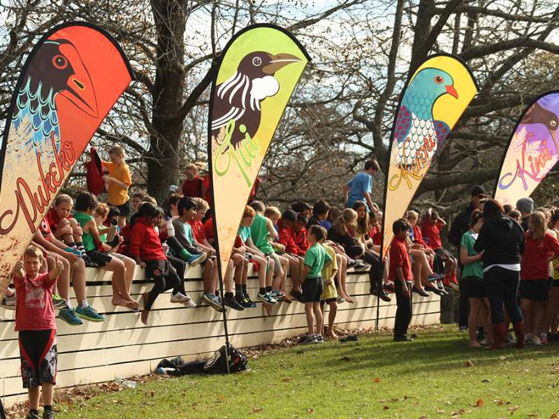 3.3m high Teardrop flags at a school sports day
