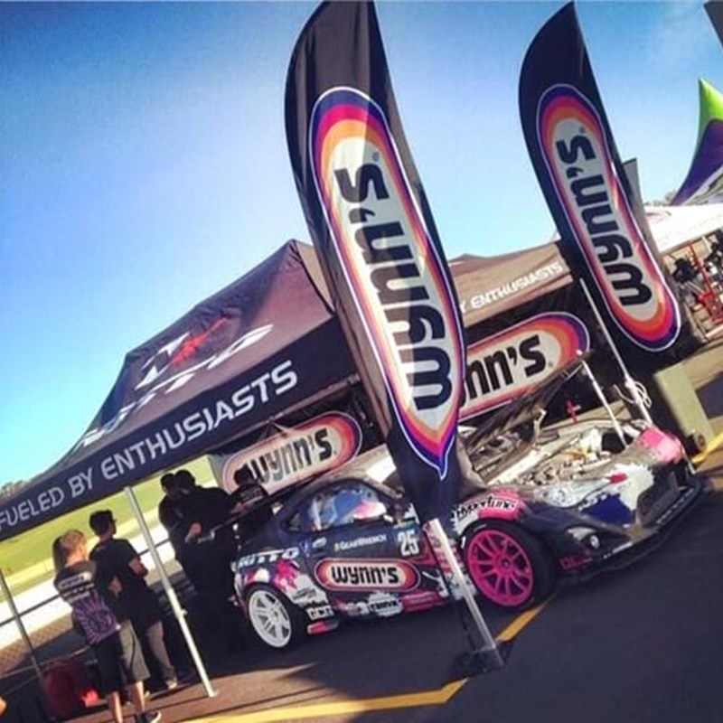 Gazebo and feather flags