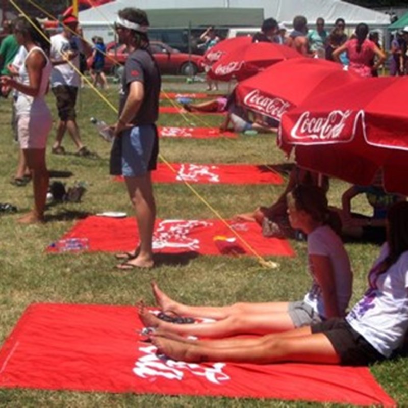Branded umbrellas and mats