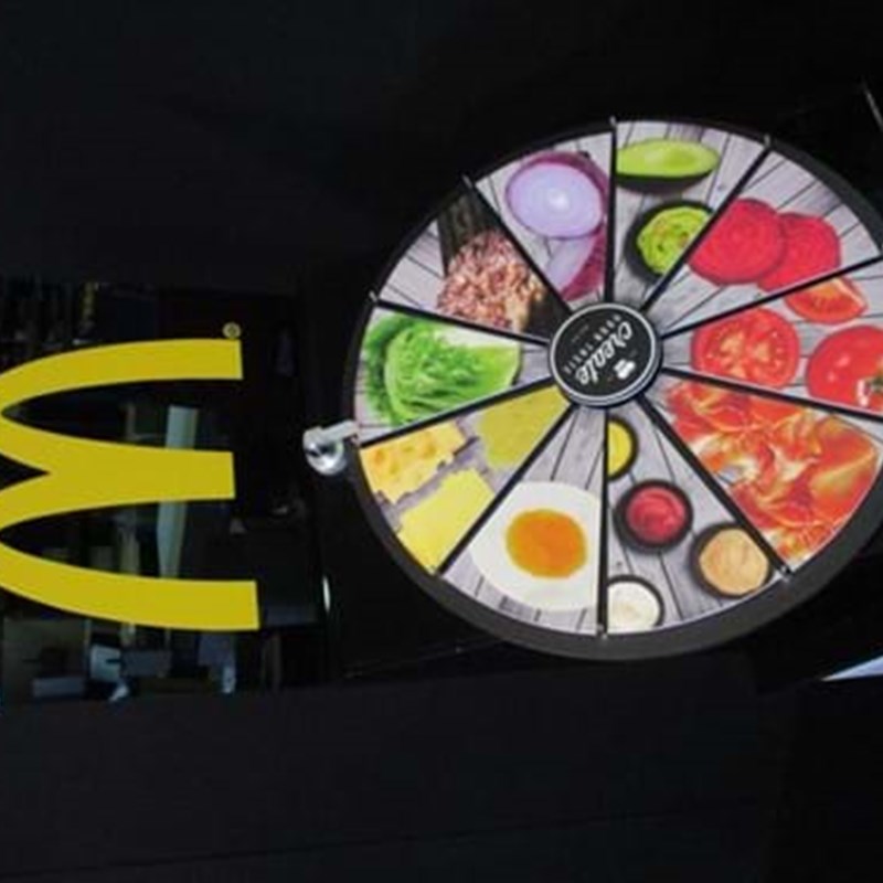 Spinning prize wheel