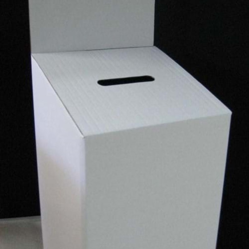 Large cardboard entry box white