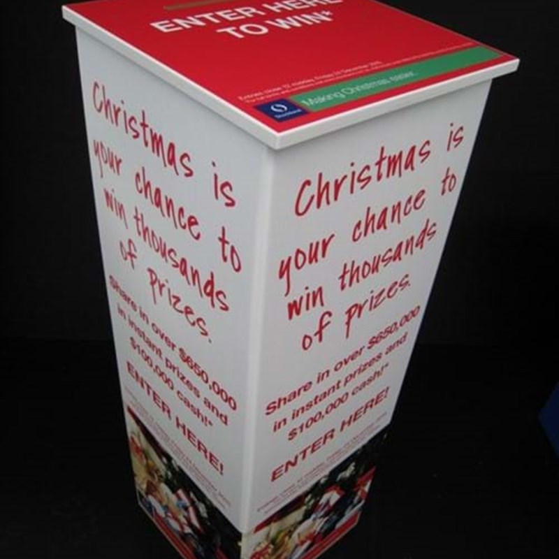 Free standing entry box with graphics all over