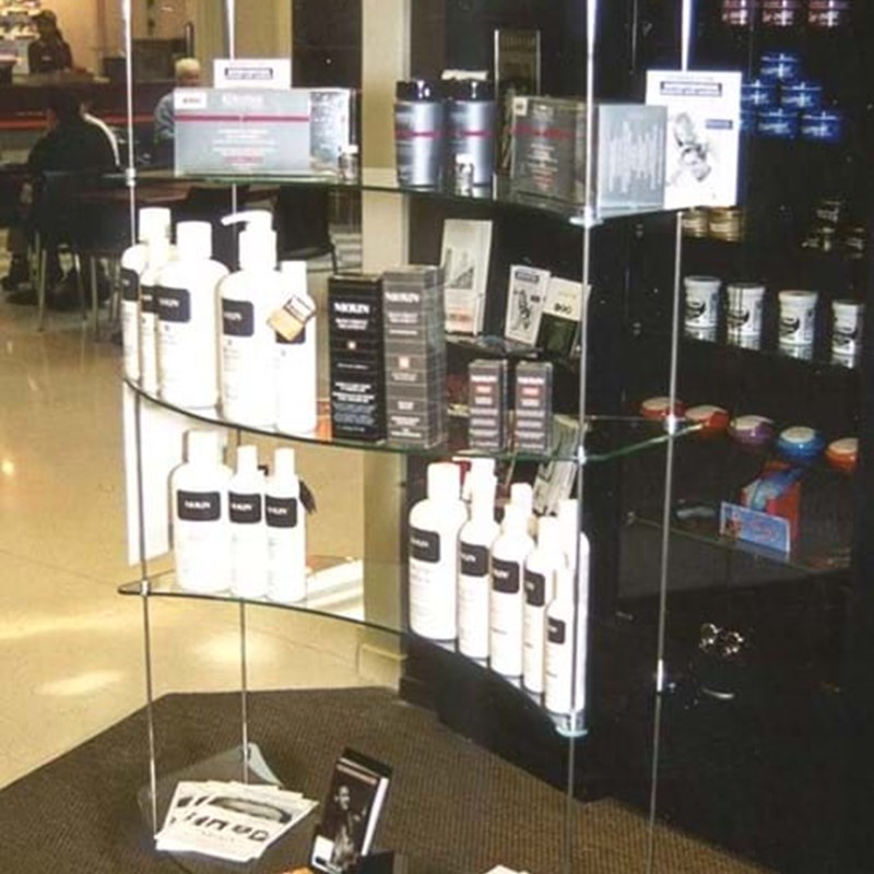 Cable display with glass shelves