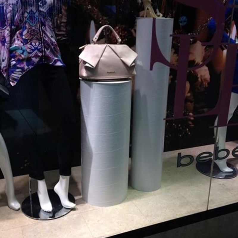Round plinth window display