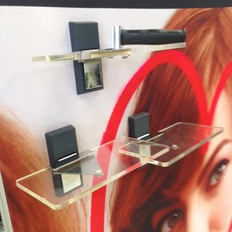 Invisible shelving on graphic wall