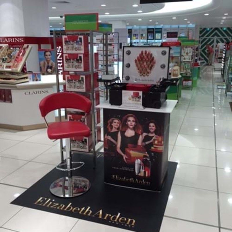 Presenter table at the cosmetics counter in Myer