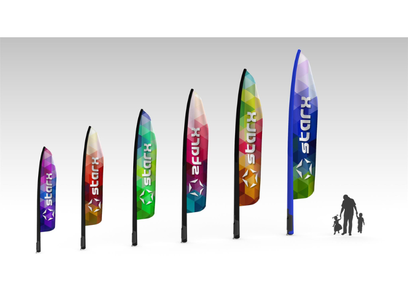 Oversized Advertising flags render to show sizes